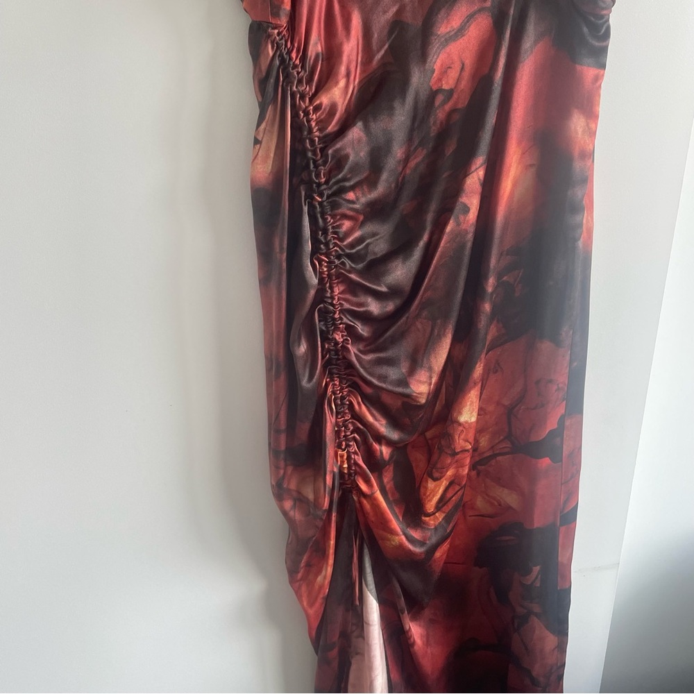 Allsaints orange/Red and black dress with a tie at the side - Picture 6 of 7